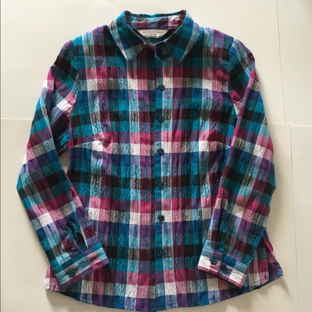 ALLISON DALEY 6P Plaid Roll-up Sleeve Shirt